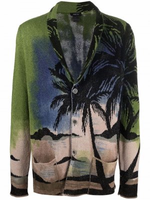 Palm tree-print cardigan Avant Toi. Цвет: зеленый