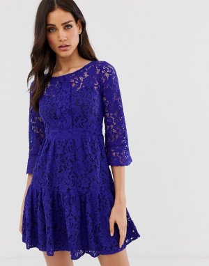 Кружевное платье с пышной юбкой Closet-Фиолетовый Closet London
