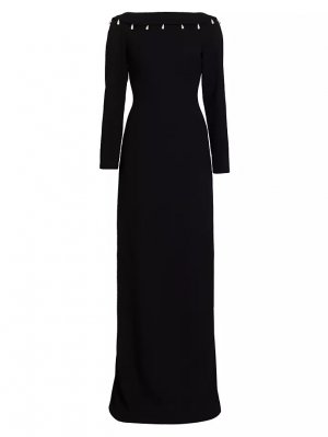 Платье с глубоким вырезом на спине, украшенное искусственным жемчугом , черный Lela Rose
