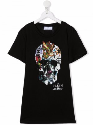 TEEN skull-print cotton T-shirt Philipp Plein Junior. Цвет: черный