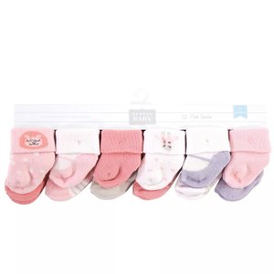 Хлопковые и махровые носки для новорожденных девочек, сафари 0–3 месяца Hudson Baby