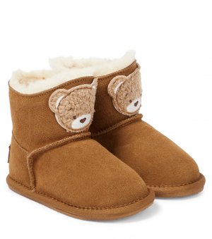 Замшевые ботинки с аппликацией в виде мишки teddy , бежевый Monnalisa