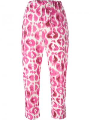 Укороченные брюки с абстрактным принтом Wunderkind. Цвет: розовый и фиолетовый