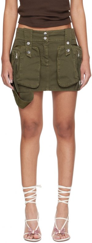 Джинсовая мини-юбка цвета хаки с карманами-карго Blumarine