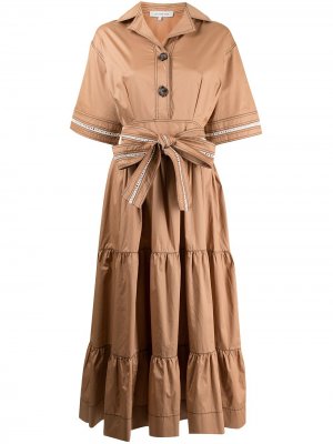 Платье-рубашка с завязками LUG VON SIGA. Цвет: коричневый