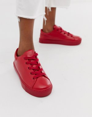 Кроссовки из искусственной кожи -Красный Monki