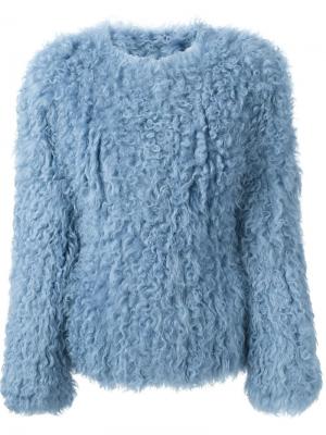 Пушистый свитер Sly010. Цвет: синий