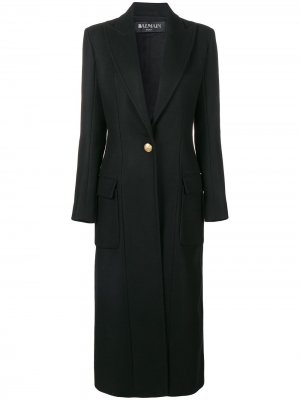 Однобортное пальто Balmain. Цвет: черный