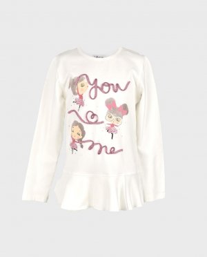 Белая футболка для девочки розовые куклы , белый La Ormiga