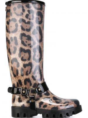 Резиновые сапоги с леопардовым принтом Dolce & Gabbana. Цвет: телесный