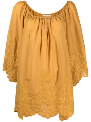 Блузка с драпировкой Mes Demoiselles. Цвет: желтый