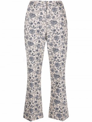 Укороченные брюки с цветочным принтом PINKO. Цвет: бежевый