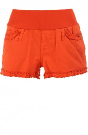 Джинсовые шорты с оборками Pietro Brunelli. Цвет: оранжевый