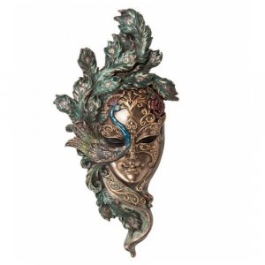 Венецианская маска Павлин (цвет бронзовый с зелёным) WS-309 Veronese. Цвет: зеленый/золотистый