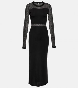 Полупрозрачное трикотажное платье макси Toteme, черный Totême