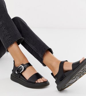 Черные сандалии на объемной подошве с пряжками в стиле вестерн Pull&Bear. Цвет: черный
