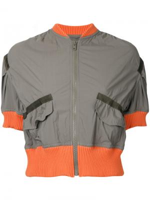 Укороченная куртка бомбер Kolor. Цвет: зелёный
