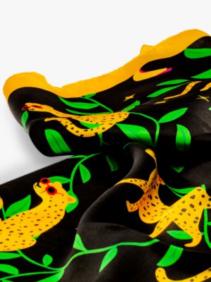 Шелковый шарф с леопардовым принтом, черный/разноцветный Tache Crafts