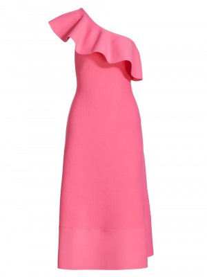Платье-миди на одно плечо с оборками , розовый Alexander McQueen