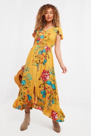 Платье с тропическими цветочными мотивами , желтый Joe Browns