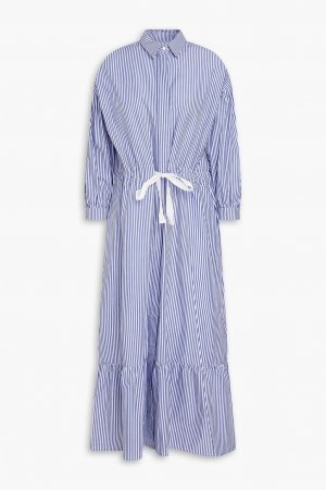 Полосатое платье-рубашка миди из хлопкового поплина Chinti & Parker, синий PARKER
