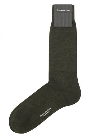 Хлопковые носки Zegna. Цвет: зелёный
