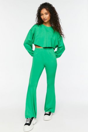 Флисовые расклешенные спортивные штаны с необработанным кроем , зеленый Forever 21