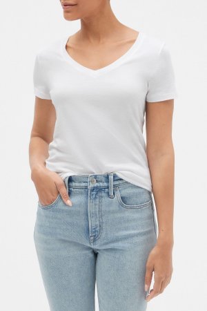 Любимая футболка с короткими рукавами и V-образным вырезом Gap, белый GAP