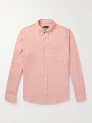Льняная рубашка с воротником на пуговицах CLUB MONACO, розовый Monaco