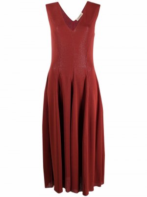 Трикотажное платье миди с V-образным вырезом Gentry Portofino. Цвет: красный