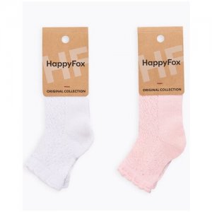 Носки для девочки , HFGM8141 размер 20-22, цвет белый.св.розовый, 2шт. HappyFox. Цвет: белый/розовый/мультиколор