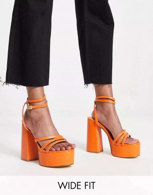 Оранжевые сандалии на платформе с широкими ремешками Truffle Collection