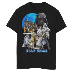 Футболка с иллюстрированным плакатом и графическим изображением группы «Звездные войны» для мальчиков 8–20 лет Star Wars
