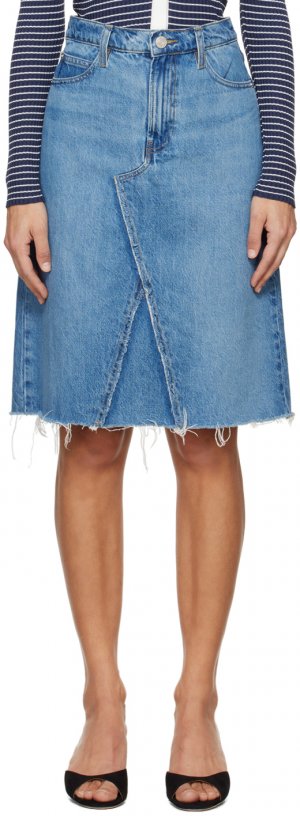 Синяя джинсовая юбка-миди с деконструированным узором Frame