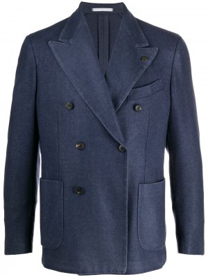 Двубортный пиджак строгого кроя Gabriele Pasini. Цвет: синий
