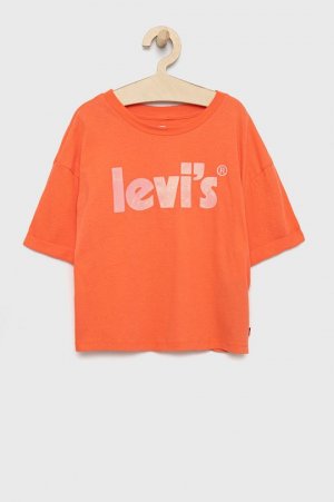 Хлопковая футболка для детей Levi's, оранжевый Levi's