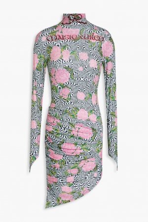 Мини-платье из эластичного джерси со сборками в полоску , розовый Maisie Wilen
