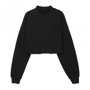 Пуловер Victoria's Secret Cotton Fleece Cropped Mock Neck, черный Victoria's
