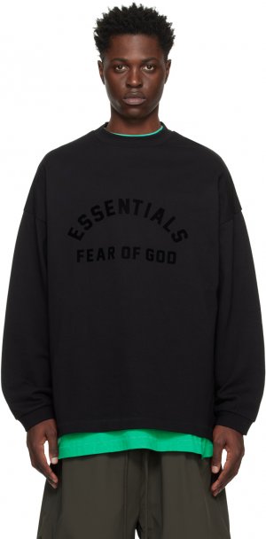 Черная футболка с длинным рукавом Fear Of God Essentials
