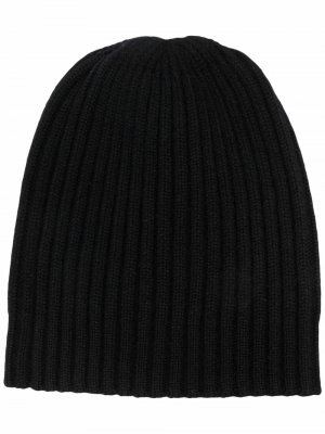 Кашемировая шапка бини в рубчик Massimo Alba. Цвет: черный