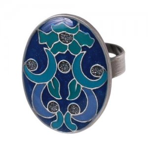 Кольцо , эмаль, синий Clara Bijoux. Цвет: синий