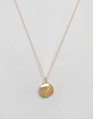 Ожерелье из 14-каратного золота с буквой J на медальоне Carrie Elizabe Elizabeth. Цвет: золотой