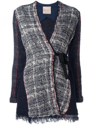 Твидовый пиджак с завязками Erika Cavallini. Цвет: синий