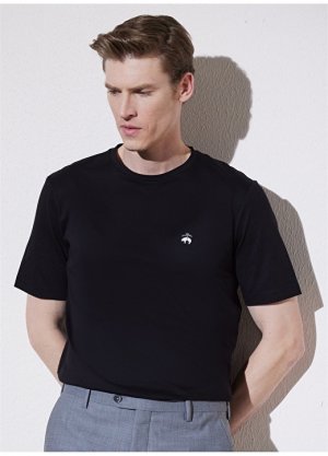 Черная мужская футболка узкого кроя с круглым вырезом Brooks Brothers