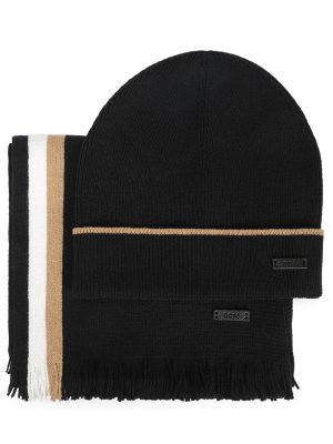 Комплект шапка и шарф BOSS. Цвет: черный