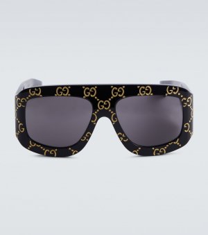 Солнцезащитные очки-оверсайз с узором gg, черный Gucci