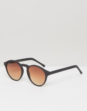 Черные круглые солнцезащитные очки Devon Komono. Цвет: черный