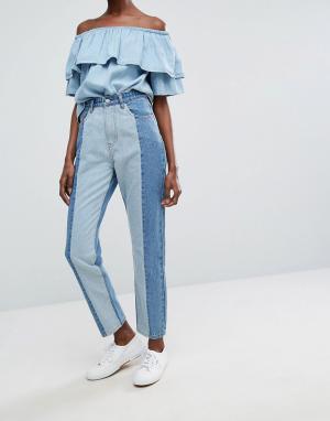 Двухцветные джинсы в винтажном стиле Levels Twiin. Цвет: синий