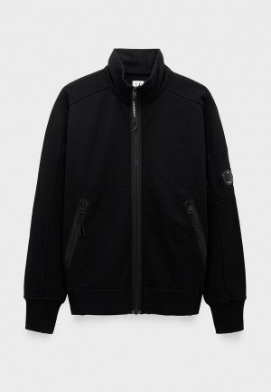 Олимпийка C.P. Company diagonal raised fleece zipped sweatshirt black. Цвет: черный