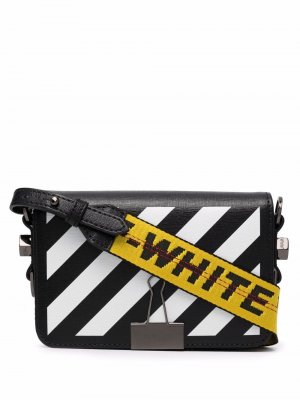 Мини-сумка с полосками Diag Off-White. Цвет: черный